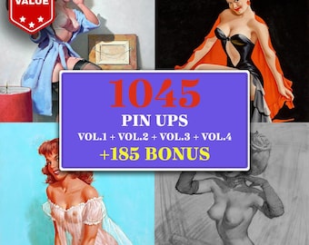 MEGA BUNDLE, Set of 1045 Pin-Ups, Vintage Beautiful Women Pin Ups, Naked Women Posters, High-Resolution, High Quality, Home Decor Wall Art