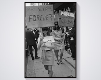 Lámina artística de protesta feminista, Mujeres empoderadas, Blanco y negro (Descarga digital)