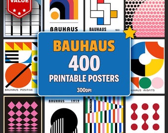 400 impressions d'art Bauhaus, décoration minimaliste géométrique (téléchargement numérique)