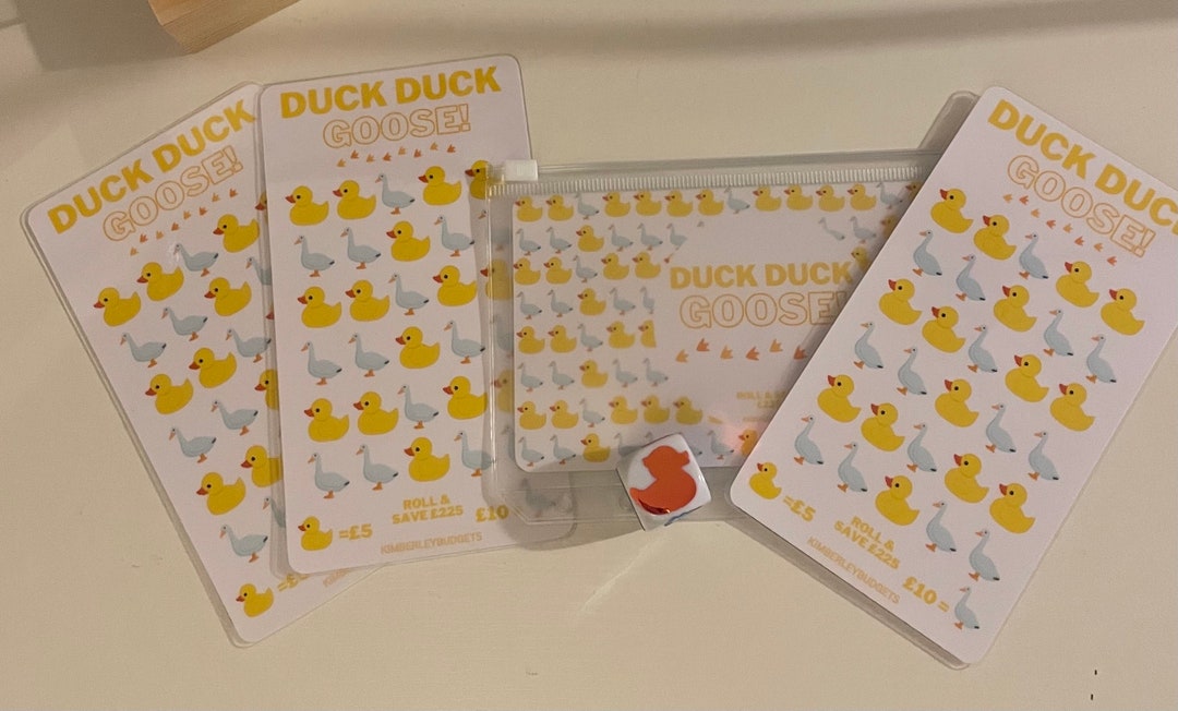 Duck Duck Goose Game and Dice Savings Challenge Cash Stuffing A6 Binder