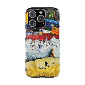 Radiohead artwork graphic phone case, OK Computer, The Bends, Kid A, Thom Yorke, durable, stylish, modern.