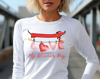 Wiener Dog Long Sleeve Tee voor teckel moeder vader en vriend, hondenliefhebber shirt, teckel T-shirt, Doxie shirt, hond moeder cadeau, hond vader cadeau,