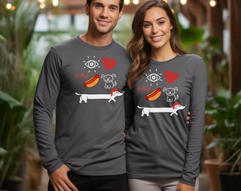 T-shirt met lange mouwen voor teckel minnaar cadeau voor vriend mama en papa, Doxie minnaar shirt voor hond persoon