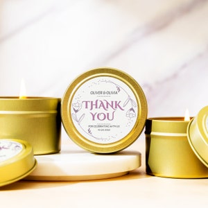 Set of 10 Custom Wedding Favors for Guests Bulk Candle Gift Wedding Favors Personalized Candles 4 OZ Gold Tin Candle (WF67)