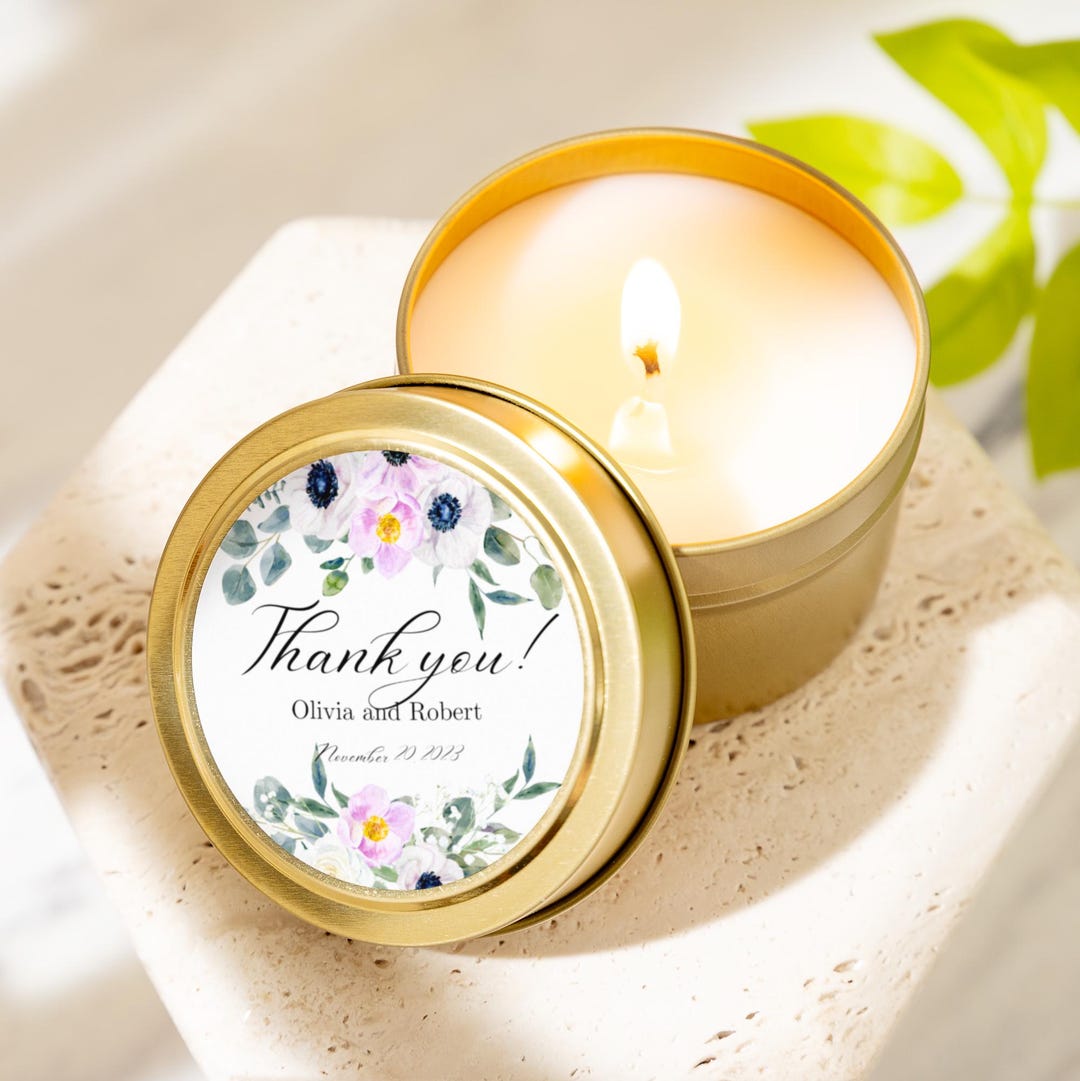 Wedding Favor Candle Colorful Floral Frame Bright Bulk Guest Gift ...