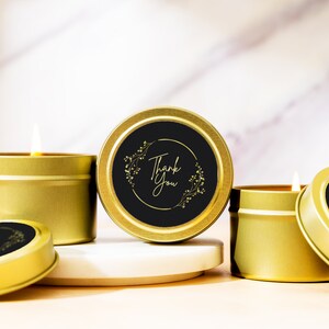 Set of 10 Custom Wedding Favors for Guests Bulk Candle Gift Wedding Favors Personalized Candles 4 OZ Gold Tin Candle (WF06)