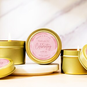 Set of 10 Custom Wedding Favors for Guests Bulk Candle Gift Wedding Favors Personalized Candles 4 OZ Gold Tin Candle (WF81)