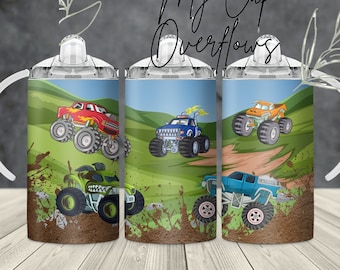 Monster Truck Sippy Cup Sublimation Wrap PNG. Child Cup Monster Truck. Digital Download PNG file.