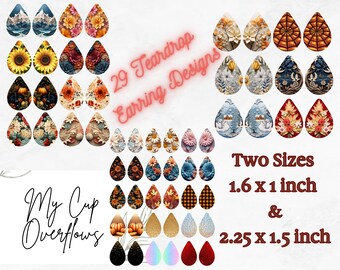 3D Teardrop Earrings Sublimation Designs Bundle (Digital Download)
