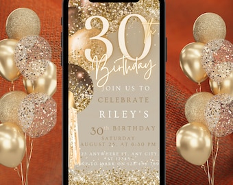 Thirty Birthday Invitation, 30th Birthday invite, Thirtieth E-Invite Template, Text Message Invitation, Digital Invite, Mobile Phone Evite