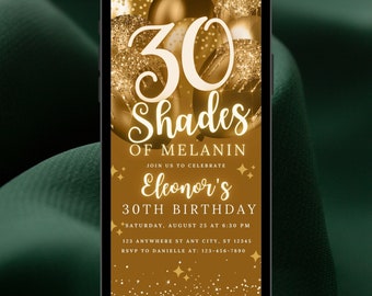 Editable Shades of Melanin Birthday Dinner Invitation Digital Shades of Brown Birthday Invitation Text Message Digital Download Text ANY AGE