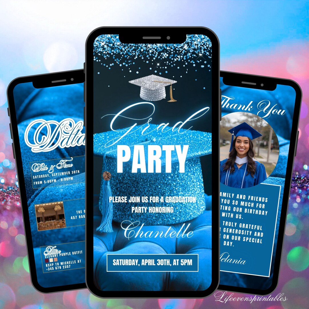 Graduation Website Invite Digital Graduation Ceremony Invitation Template Modern Blue, Graduation ...