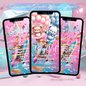 Digital Gender Reveal Invitation, Electronic Gender Reveal Evite, Balloon Gender Reveal, Baby Shower Party Invitation, Instant Download