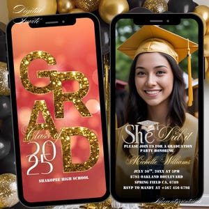 Orange Graduation Invitation, Digital Class of 2025 Grad Announcement, Animated Grad College Graduation Invite, Video High School Grad Evite