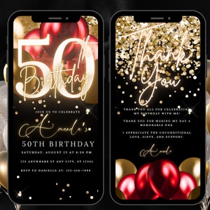 Invito digitale per il 50esimo compleanno per le donne, Invito modificabile per il 50esimo invito, Invito virtuale per una festa dei cinquanta rustici per lei, Invito di compleanno per lei