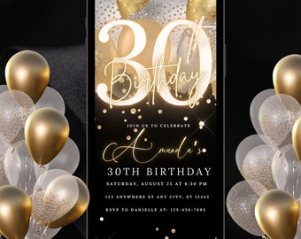 Digital 30th Birthday Invitation, 30th E-Invite, 30th Birthday Evite, 30th Party Invitation, Digital 30th Invitation, Digital Invitation