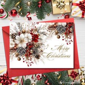 Merry Christmas Greeting Card Template Editable Christmas Card Boho Holiday Card Christmas Card Floral Editable Printable Template Download