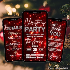 Digital Christmas Tree Party Invitation Video Template Animated Christmas Party Invitation Christmas Party Ecard Christmas Party Invite