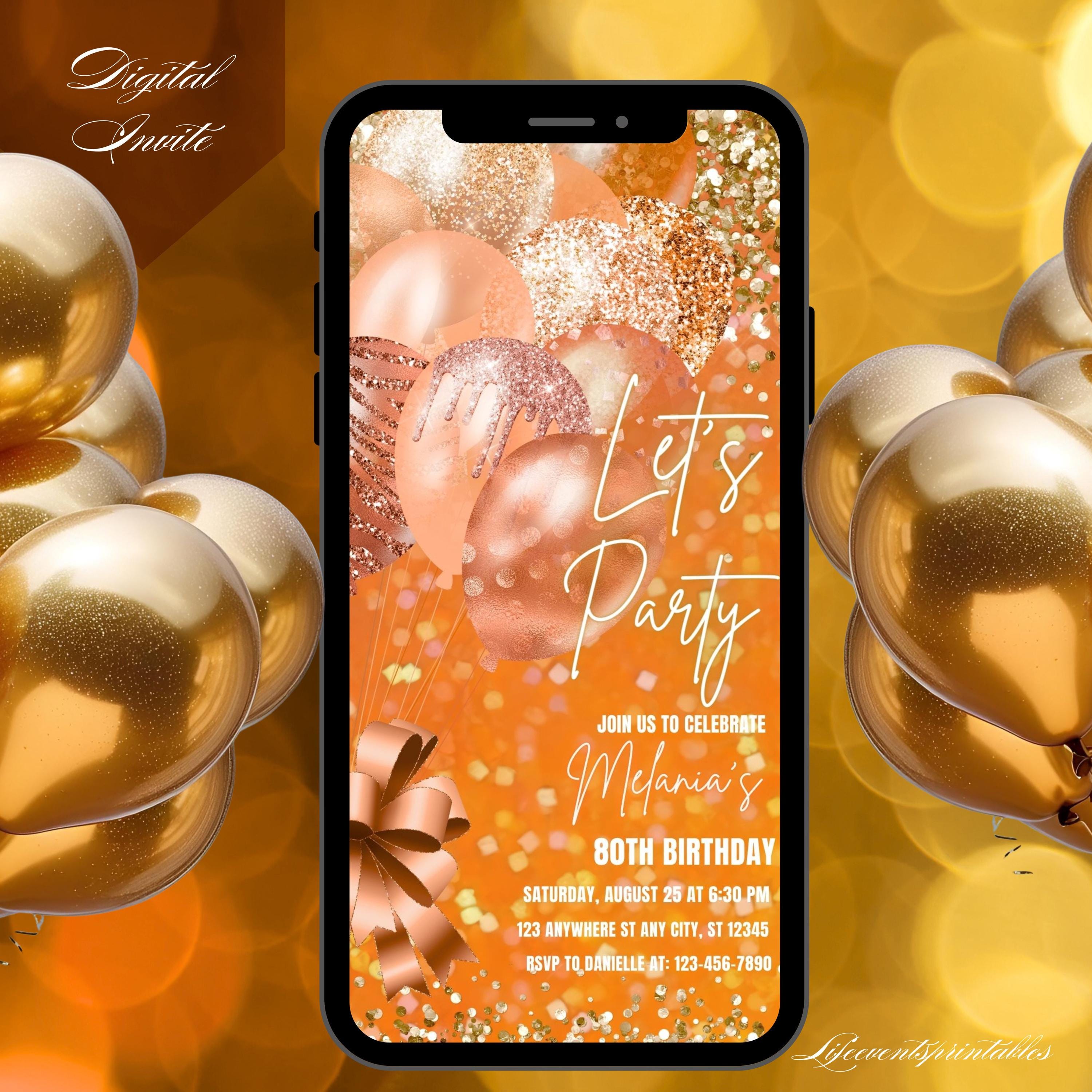 Digital Birthday Invitation Template, Electronic Birthday Invitation ...