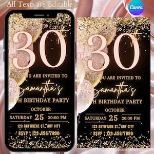 Faire-part 30 ans, invitation 30e anniversaire, modèle 30e d'invitation électronique, invitation par SMS, invitation numérique, téléphone portable Evite