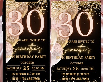Thirty Birthday Invitation, 30th Birthday invite, Thirtieth E-Invite Template, Text Message Invitation, Digital Invite, Mobile Phone Evite