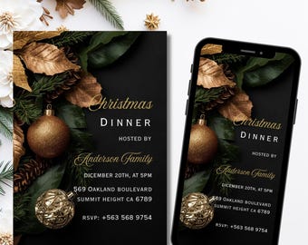 Christmas Invitation Template Festive Ornament Invite Download