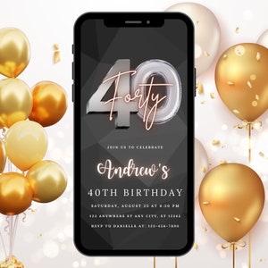 Forty Birthday Invitation, 40th Birthday invite, Fortieth E-Invite Template, Text Message Invitation, Digital Invite, Mobile Phone Evite