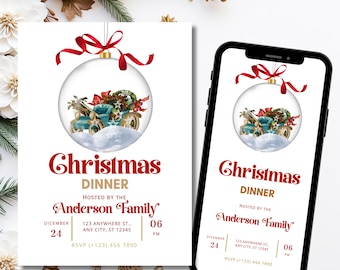 Christmas Invitation Template Festive Ornament Invite Download