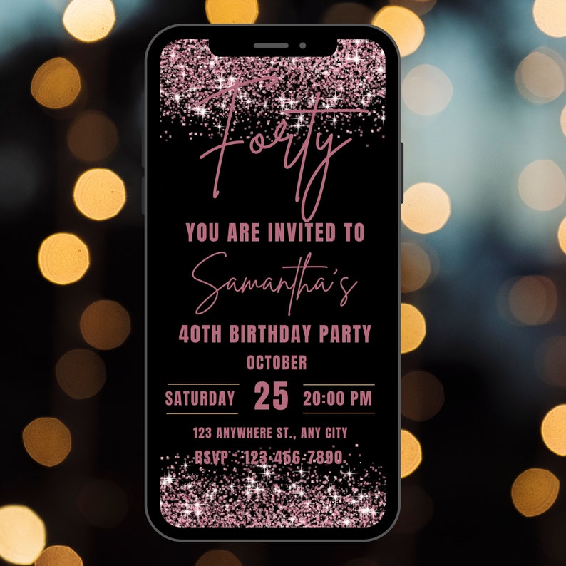 Digital Birthday Invitation Template Electronic Birthday Etsy