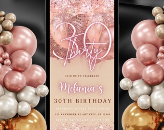 Thirty Birthday Invitation, 30th Birthday invite, Thirtieth E-Invite Template, Text Message Invitation, Digital Invite, Mobile Phone Evite