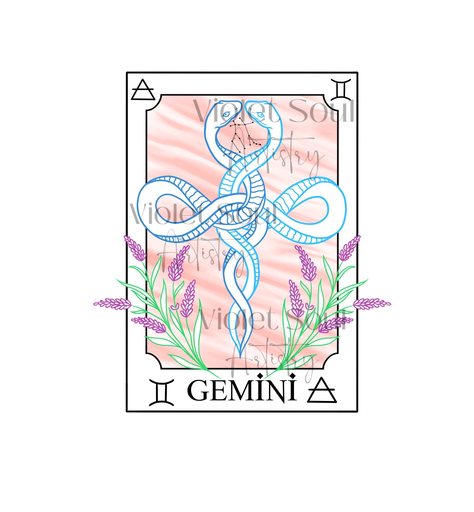 Gemini Tarot Card PNG Mystical PNG Zodiac PNG Zodiac Etsy