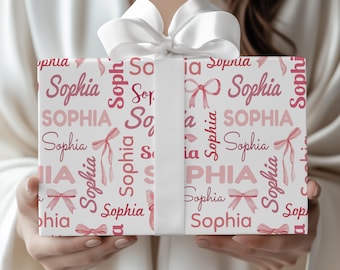 Wrapping Paper Personalized Wrapping Paper for Baby Shower Custom Wrapping Paper Coquette Wrapping Paper for Girl Personalized Pink Wrapping