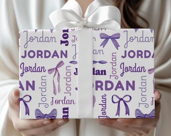 Wrapping Paper Personalized Wrapping Paper for Baby Shower Custom Wrapping Paper Coquette Wrapping Paper for Girl Personalized Purple Wrap
