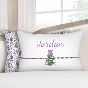 Christmas Pillow Personalized Christmas Pillow Custom Name Christmas Pillow Coquette Christmas Pillow Purple Christmas Pillow Cover Purple
