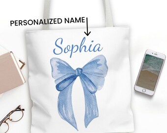 Coquette Bow Bag Blue Custom Coquette Bow Bag Personalized Bow Bag Blue Coquette Bow Custom Name Bow Bag Monogrammed Bag Bridesmaid Bag Blue