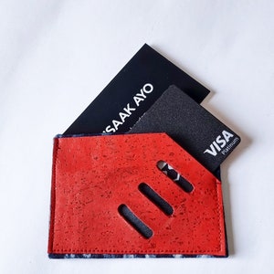 Porte-cartes végétalien « Mburo » en coton du Mali et liège du Portugal