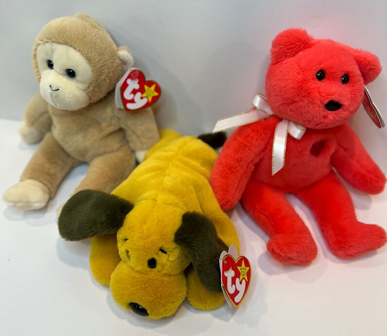 Ty Beanie Babies Bongo II, Valentino II, Bones II 30th Anniversary Toy