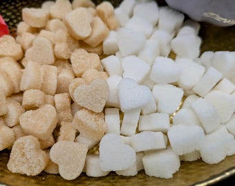 Heart Shaped Mini Sugar Cubes - White or Organic Cane Sugar - Tea and Champagne Sweetener