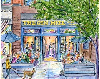 The Gin Mill on the Upper West Side, New York City Watercolor Print