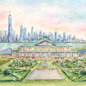Liberty House, Jersey City, New Jersey Watercolor Digital Illustration