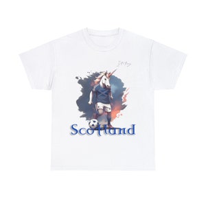 Scotland Football T-Shirt Artist Designer Watercolour T Shirt, Scottish Unicorn, S M L XL 2XL 3XL 4XL 5XL - Gift Present Christmas Birthday