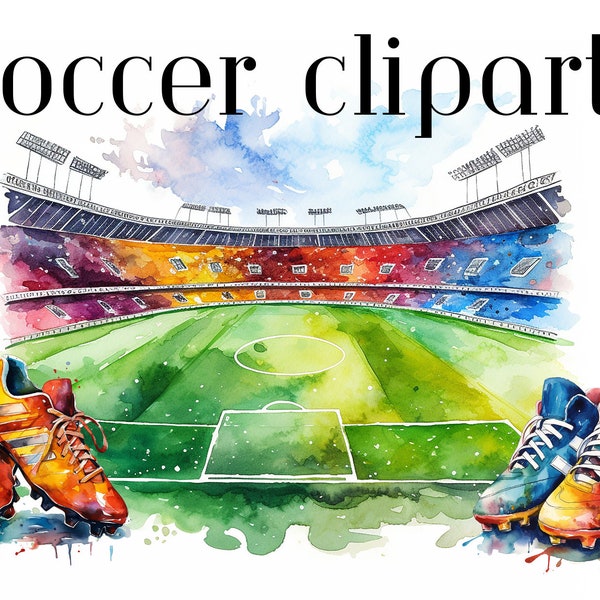 Fußball Clipart, Fußballschuhe, Tor, 18 x PNG Download, Fußball Kunst, Sport Kunst, kommerzielle Nutzung, digitaler Download, Aquarell