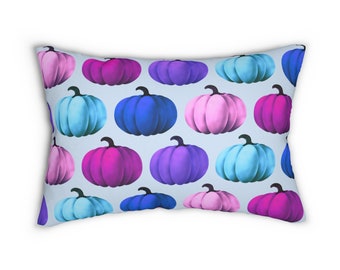 Blue Pumpkin Fall Decor Lumbar Pillow