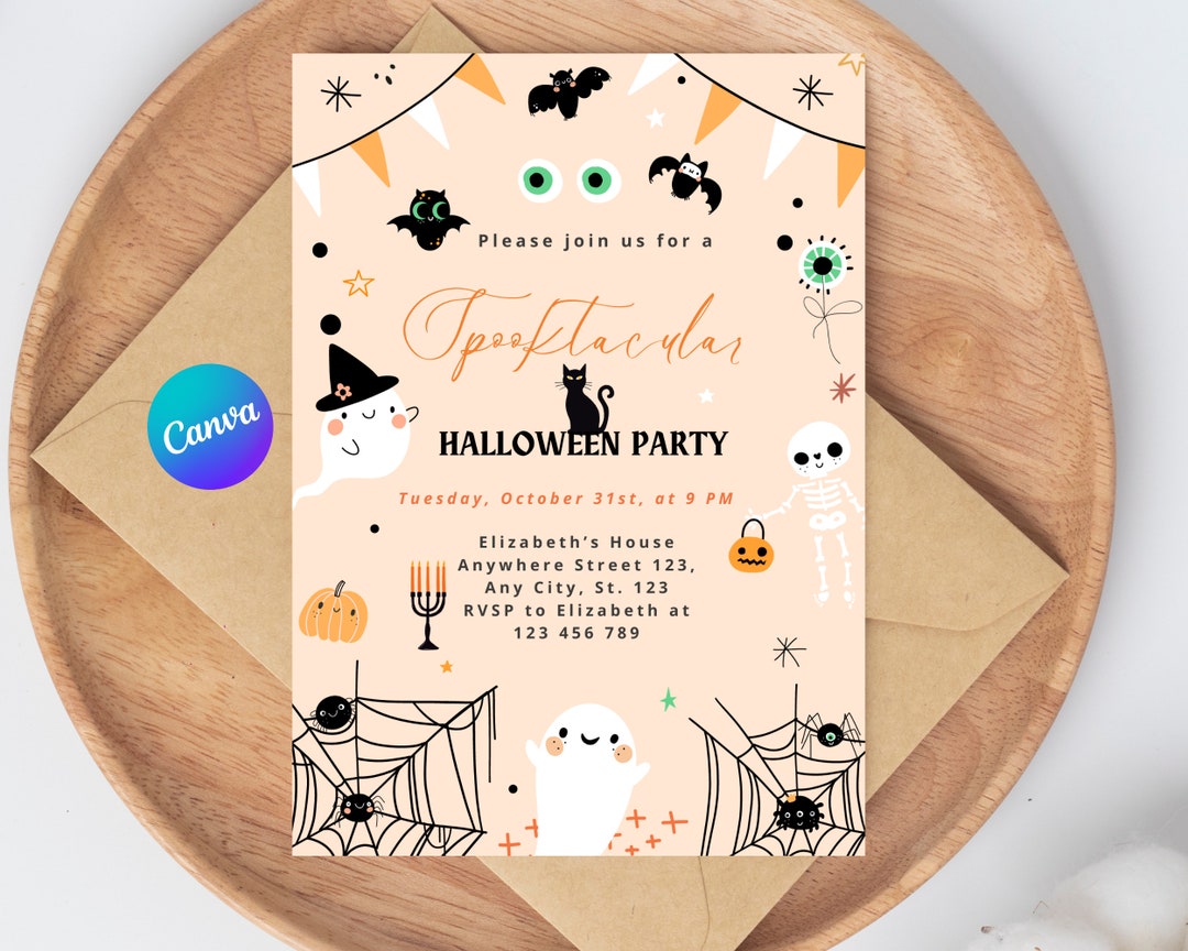 Editable Cute Halloween Custom Party Invitation Ghostly - Etsy