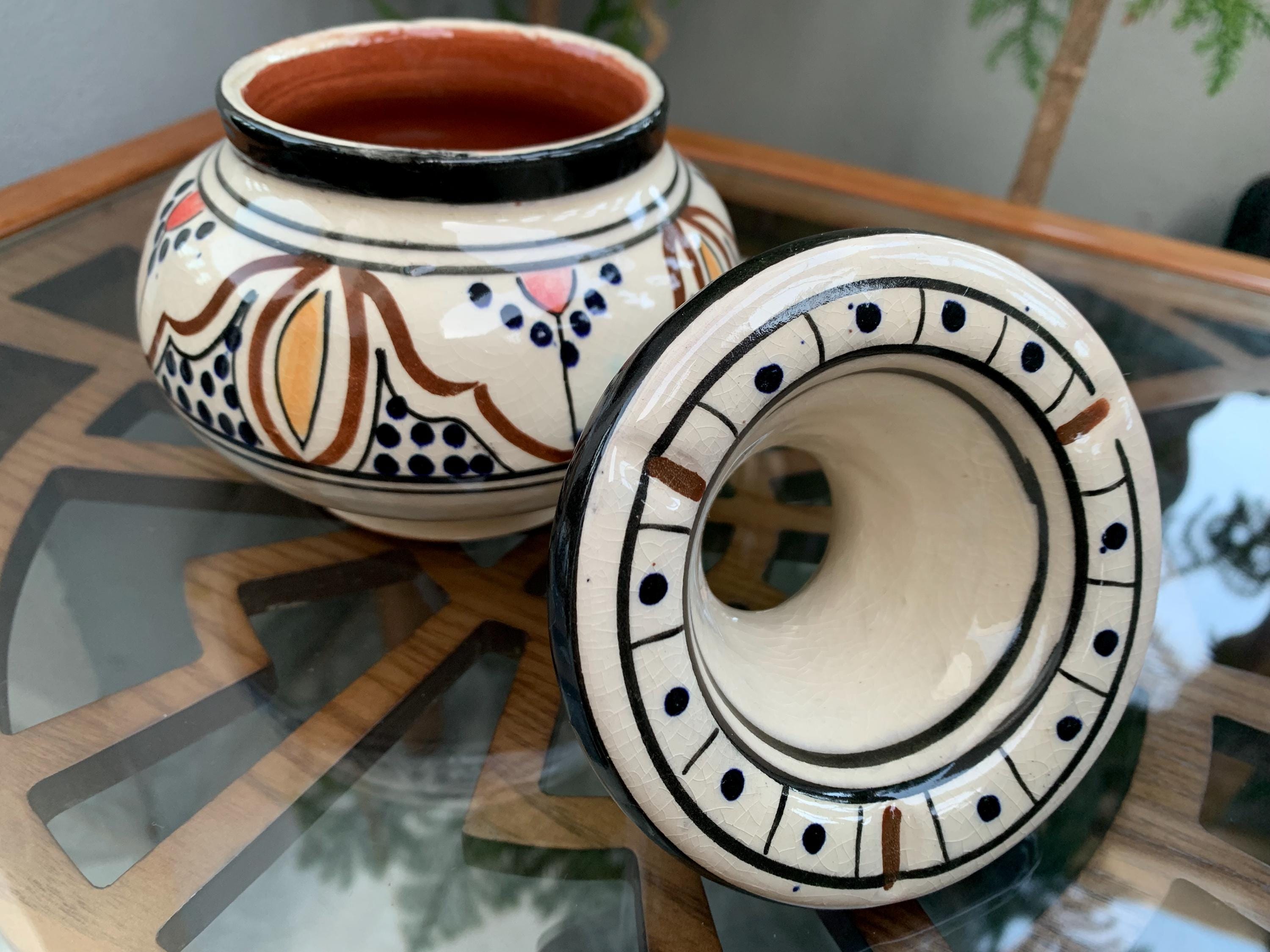 Handmade Moroccan Ceramic Ashtray with Lid - Decorative & Functional Ash Tray, Handcrafted in Morocco