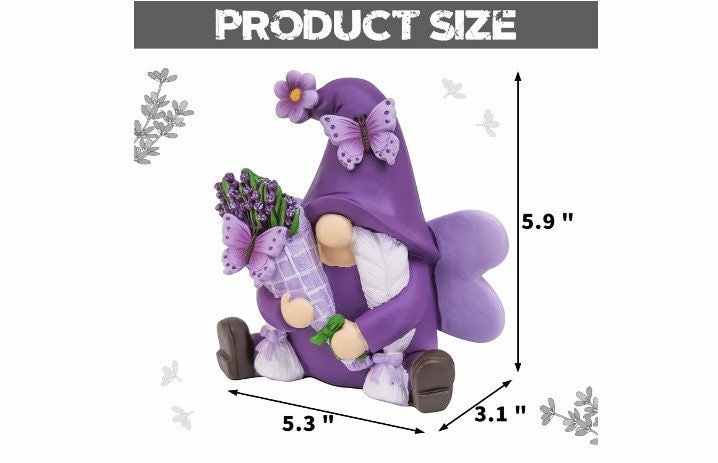 Lavender Gnomes Decor, Spring Resin Garden