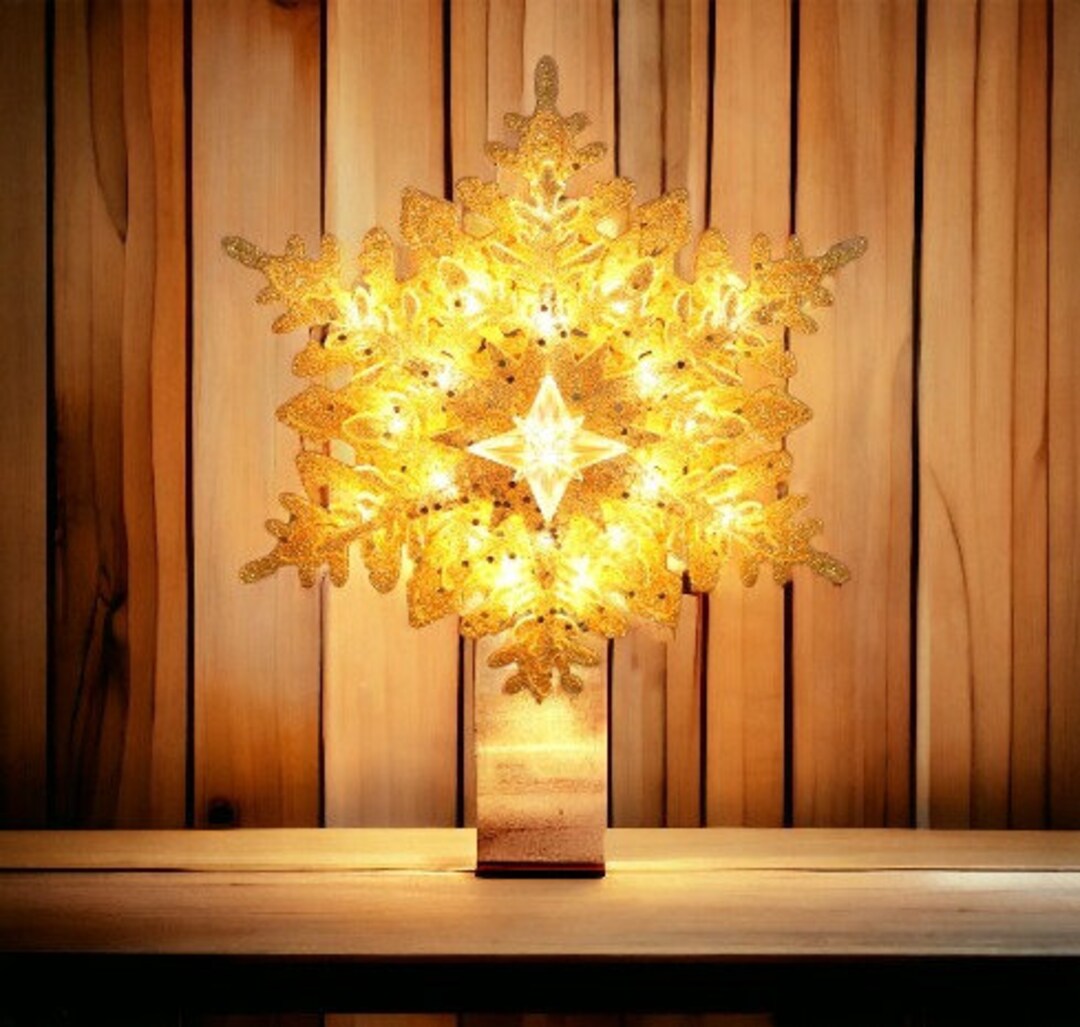 Christmas Snowflake Tree Topper 9.25in Lighted Christmas Etsy