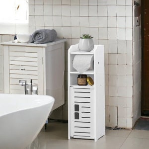 Toilet Paper Holder Stand,Bathroom Storage Cabinet Beside Toilet Storage  for Small Bathroom with Toilet Roll Holder,Toilet Paper Stand for Small