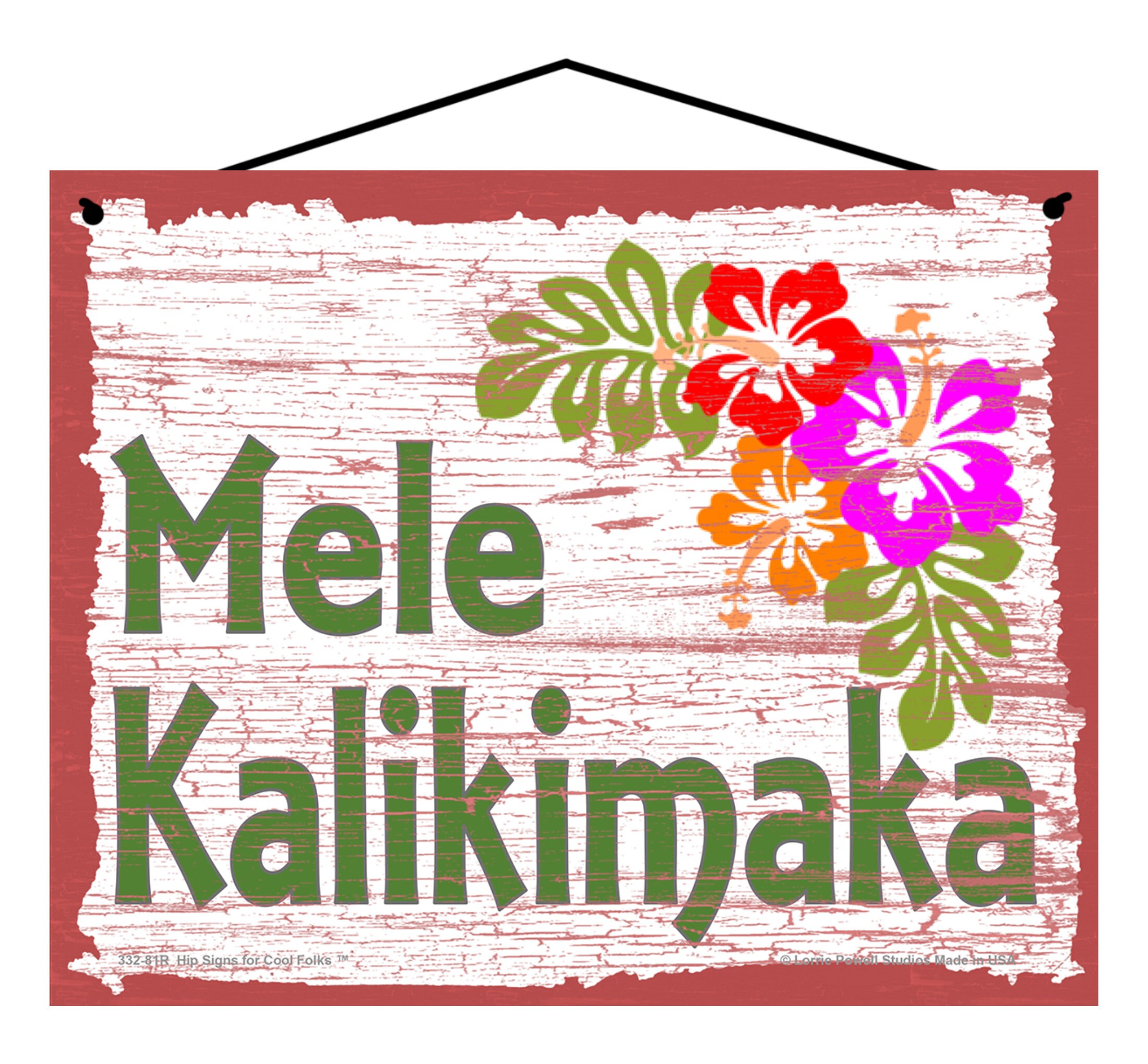Red Mele Kalikimaka Sign - Hawaiian Themed Christmas Home Decor ...