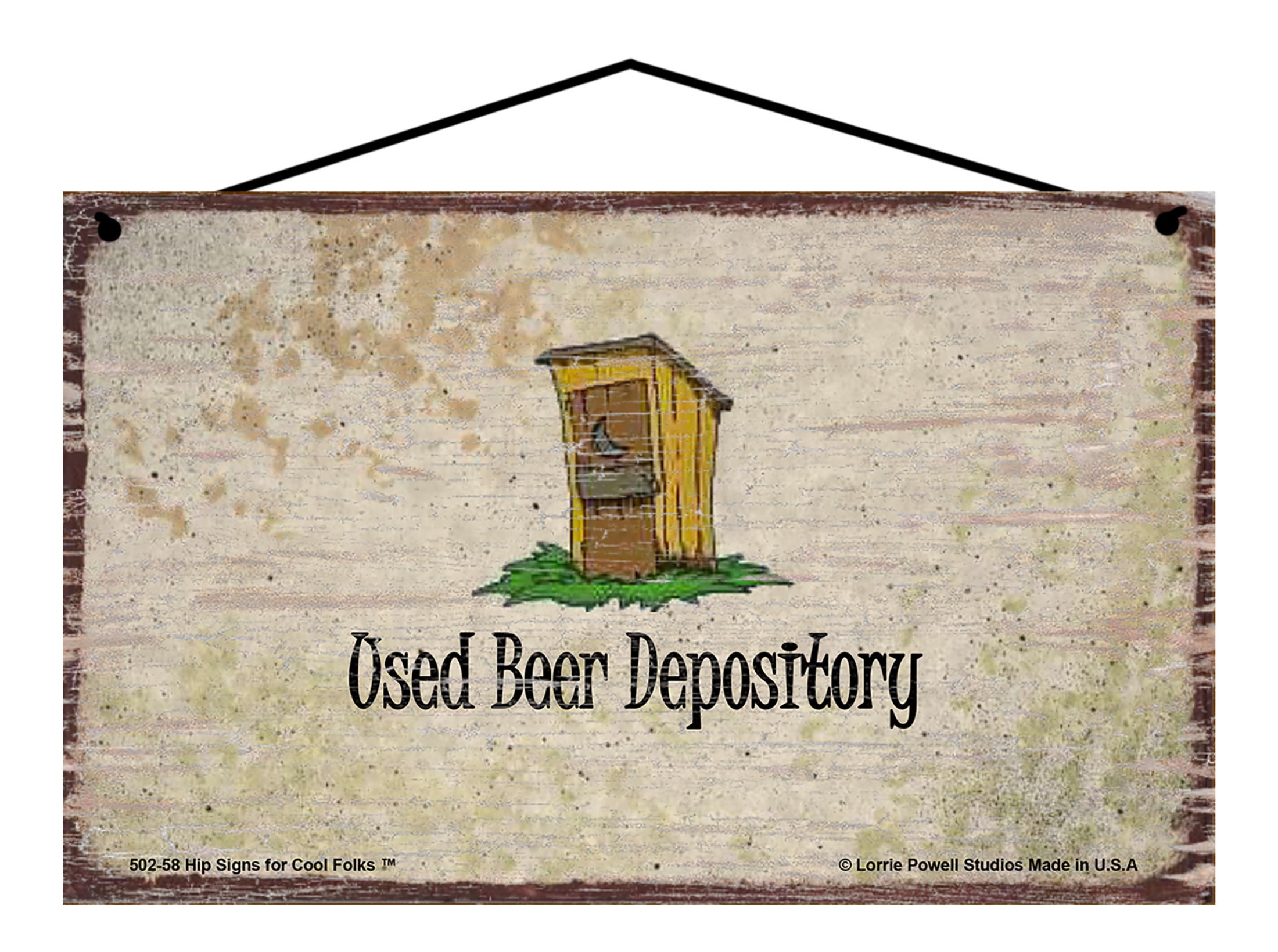 Vintage Style Bathroom Sign Used Beer Depository With Outhouse Rustic